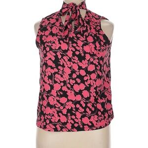 Chic Floral Sleeveless Blouse - Pink and Black